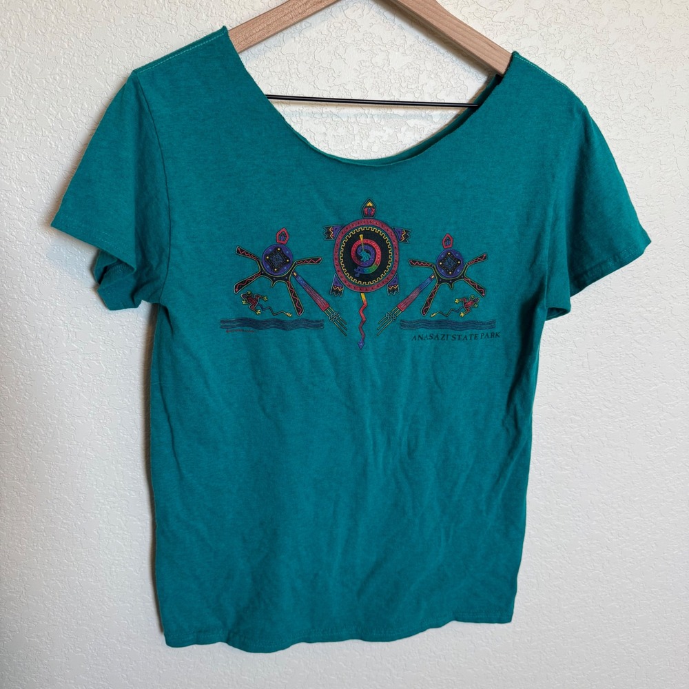 Vintage Gorpcore Boho Anasazi State Park Graphic T-Shirt Small Teal Green